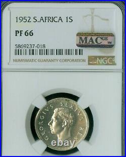 1952 South Africa Silver Shilling Ngc Pf66 Mac Spotless