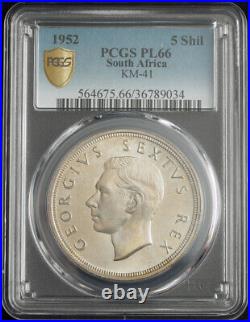 1952, South Africa (Union). Large Proof-Like Silver 5 Shillings Coin. PCGS PL66