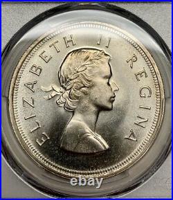 1953 South Africa 5 Shillings PCGS PL66 + Silver Crown Sized Registry Coin KM52