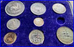 1953 South Africa Proof Set 8 Coins All Toned withCase 3 Pence Is Missing