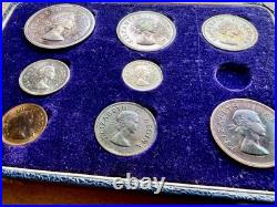 1953 South Africa Proof Set 8 Coins All Toned withCase 3 Pence Is Missing