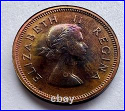 1953 South Africa Proof Set 8 Coins All Toned withCase 3 Pence Is Missing