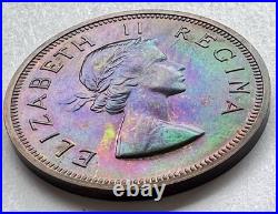 1953 South Africa Proof Set 8 Coins All Toned withCase 3 Pence Is Missing