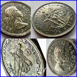 1953 South Africa Proof Set 8 Coins All Toned withCase 3 Pence Is Missing