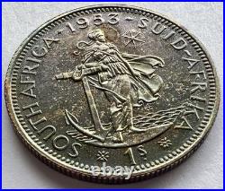 1953 South Africa Proof Set 8 Coins All Toned withCase 3 Pence Is Missing