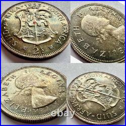 1953 South Africa Proof Set 8 Coins All Toned withCase 3 Pence Is Missing