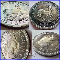 1953 South Africa Proof Set 8 Coins All Toned withCase 3 Pence Is Missing