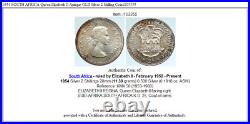 1954 SOUTH AFRICA Queen Elizabeth II Antique OLD Silver 2 Shilling Coin i103355