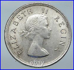 1954 SOUTH AFRICA UK Queen Elizabeth II OLD Silver 2 1/2 Shilling Coin i85782