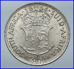 1954 SOUTH AFRICA UK Queen Elizabeth II OLD Silver 2 1/2 Shilling Coin i85782