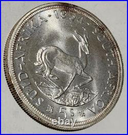 1954 South Africa 5 Shilling Uncirculated Silver Coin