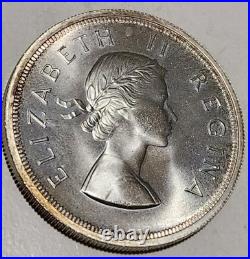 1954 South Africa 5 Shilling Uncirculated Silver Coin