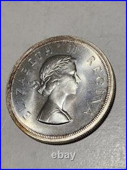 1954 South Africa 5 Shilling Uncirculated Silver Coin 1954 South Africa 5 Shilling Uncirculated Silver Coin