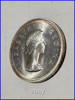1954 South Africa 5 Shilling Uncirculated Silver Coin