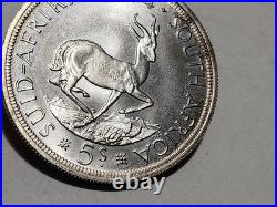 1954 South Africa 5 Shilling Uncirculated Silver Coin