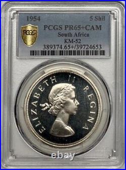 1954 South Africa 5 Shillings PCGS PR65+ CAM Silver Proof Coin Elizabeth II