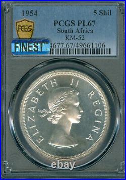 1954 South Africa 5 Shillings Pcgs Pl67 Mac Finest Grade & Spotless