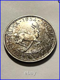 1954 South Africa 5 Shillings Silver Proof Tarnished (Not Scratches) #1074