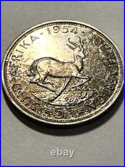 1954 South Africa 5 Shillings Silver Proof Tarnished (Not Scratches) #1074