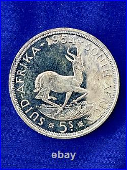 1954 South Africa 9 Coin Proof Set with Very Rare 5 Shillings Silver Coin