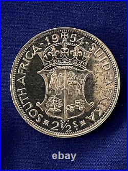 1954 South Africa 9 Coin Proof Set with Very Rare 5 Shillings Silver Coin