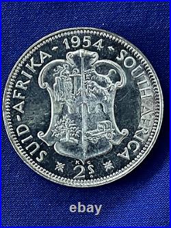 1954 South Africa 9 Coin Proof Set with Very Rare 5 Shillings Silver Coin