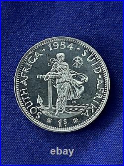 1954 South Africa 9 Coin Proof Set with Very Rare 5 Shillings Silver Coin
