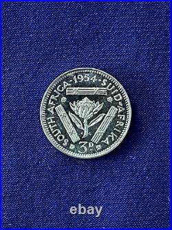 1954 South Africa 9 Coin Proof Set with Very Rare 5 Shillings Silver Coin