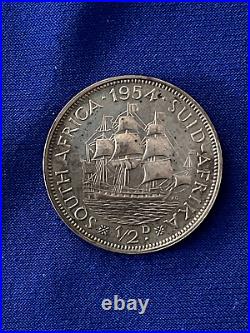 1954 South Africa 9 Coin Proof Set with Very Rare 5 Shillings Silver Coin