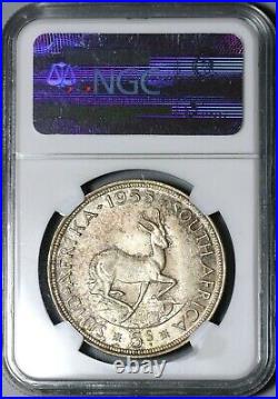 1955 NGC MS 63 South Africa 5 Shillings Elizabeth II Silver 40K Coin (21012806C)