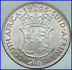 1955 SOUTH AFRICA UK Queen Elizabeth II OLD Silver 2 1/2 Shilling Coin i87091