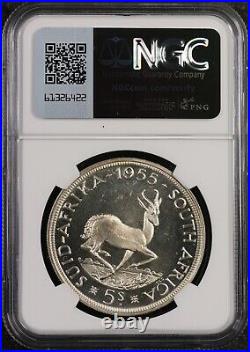 1955 South Africa 5S 5 Shillings NGC PL 66