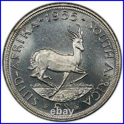 1955 South Africa 5 Shillings PCGS PL66 Silver Crown Sized Registry Coin KM52