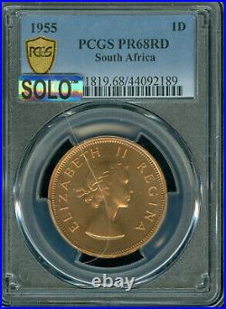 1955 South Africa Penny Pcgs Pr68 Pq Mac Solo Finest Grade Mac Spotless