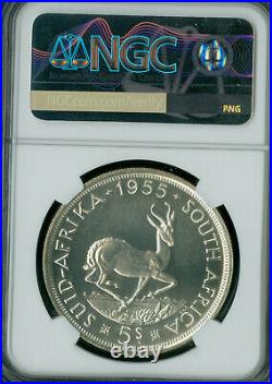 1955 South Africa Silver 5 Shillings Ngc Pf66 Mac 2nd Finest Mac Spotless