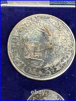 1955 South Africa Silver Proof Set With Original Velvet Box