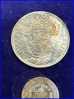 1955 South Africa Silver Proof Set With Original Velvet Box