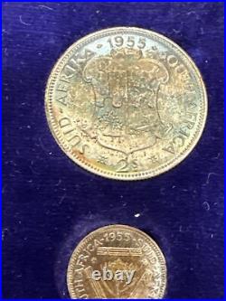 1955 South Africa Silver Proof Set With Original Velvet Box