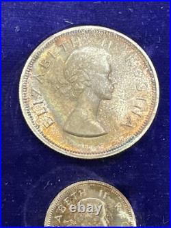 1955 South Africa Silver Proof Set With Original Velvet Box