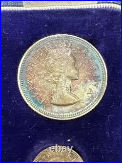 1955 South Africa Silver Proof Set With Original Velvet Box