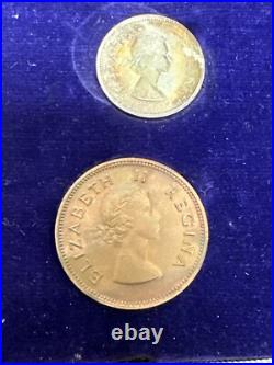 1955 South Africa Silver Proof Set With Original Velvet Box