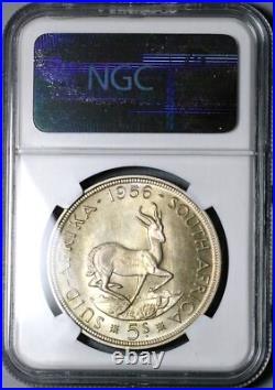 1956 NGC PL 63 South Africa 5 Shillings Elizabeth II 2K Silver Coin (25042801C)