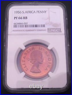 1956 South Africa Penny, NGC PF 66RB, nice proof coin # 1465