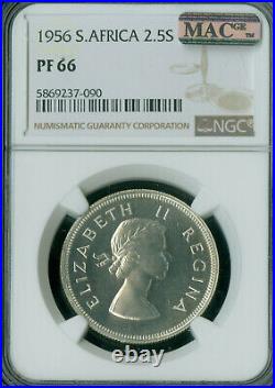 1956 South Africa Silver 2.5 Shillings Ngc Pf66 Mac 2nd Finest Mac Spotless