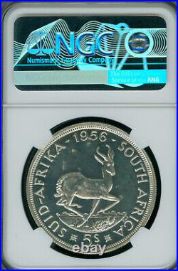 1956 South Africa Silver 5 Shillings Ngc Pf66 Cameo Mac Ucam & Spotless