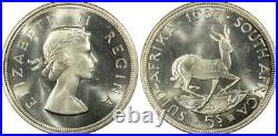 1957 Silver 5 Shillings Pl67 Pcgs South Africa 5s Prooflike Queen Elizabeth II