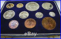 1957 South AFRICA Proof Set 11 Coins, 1 &2 Rand. 35 oz Gold only 380 MINTED key