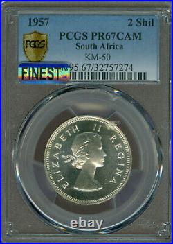1957 South Africa 2 Shillings Pcgs Pr67 Cameo Pq Mac Finest Grade Macspotless