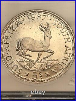 1957 South Africa 5 Shillings ANACS SS MS 68 TOP POP, None Higher
