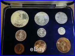 1957 South Africa 9 coin Proof Set 6 Silver Coins750 mintage with Box
